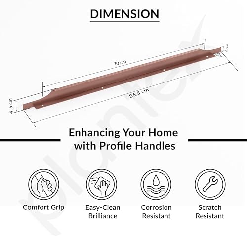 Image of Plantex Profile Handle for Kitchen Cabinet /34 Inch Aluminium Drawer Profile Handle /Wardrobe Pull Handle for Home /Office /Hotel - Pack of 5 (Rose Gold)
