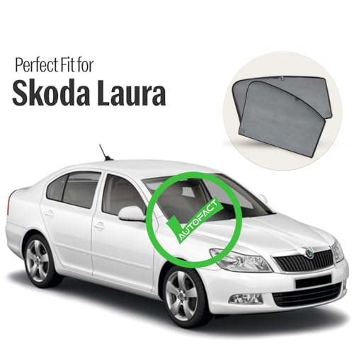 Image of Autofact Car Sunshades for Skoda Laura, UV Protection, Useful Car Accessories, Custom fit Sun Shades for Side Windows, Set of 4