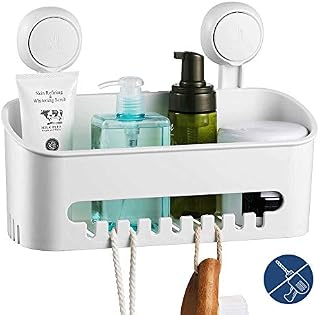 ilikable Vacuum Shower Caddy Suction Cup No-Drilling Removable Waterproof Bathroom Wall Shelf Shower