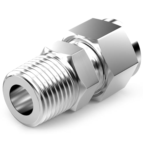 TAISHER 1PCS 304 Stainless Steel Compression Tube Pipe Fitting Connector, 1" Tube OD x 1/2" NPT Male Straight Adapter by TAISHER - Image 3