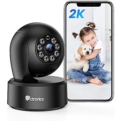 Ctronics 2K 3MP Cámara Vigilancia WiFi Interior, 360° PTZ Cámara IP WiFi con Sirena, Detección de Humano/Movimiento, Seguimiento Automático, Visión Nocturna 20M, Control Remoto, Audio Bidireccional