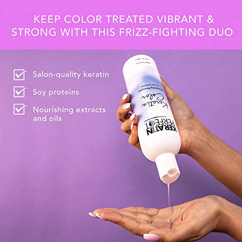 Keratin Perfect - Color Smoothing Conditioner - Hydrates, Nourishes & Restores Shine - For Damaged, Dry, Frizzy, Color Treated Hair - Maintain Colour Depth, Tone - Sulfate-Free Travel-Friendly - 12 Oz #TOP4