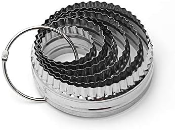 SurgeHai Fluted Cookie Cutters- Round Biscuit Cutters Set of 6 Pieces, Double Sided Fluted and Plain Edge Cookie Cutters, Stainless Steel