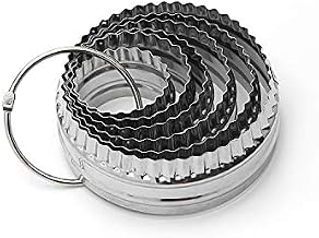 ShengHai Fluted Cookie Cutters- Round Biscuit Cutters Set of 6 Pieces, Double Sided Fluted and Plain Edge Cookie Cutters, Stainless Steel