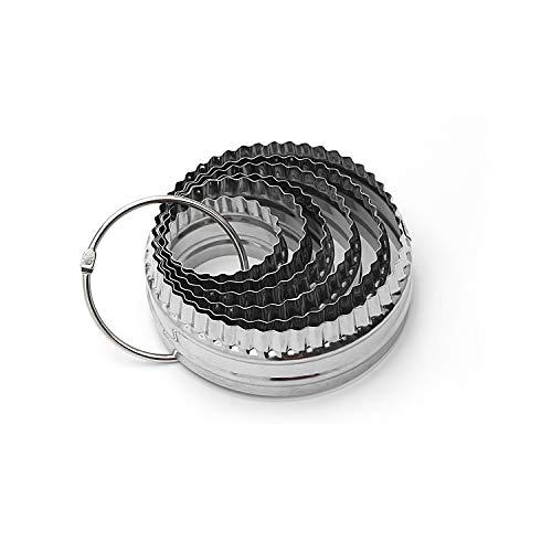 Fluted Cookie Cutters- Round Biscuit Cutters Set of 6 Pieces, Double Sided Fluted and Plain Edge Cookie Cutters, Stainless Steel