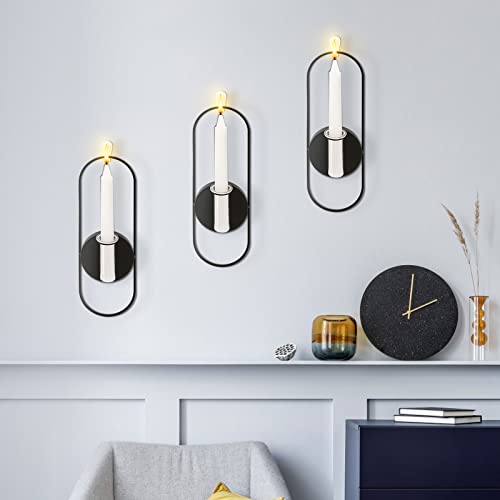 Dyna-Living Wall Sconces Set Of Two Black Candle Sconces Wall Candle Holder Wall Mounted Candle Holder For Wall Wedding Fireplace Living Room Decor #TOP1