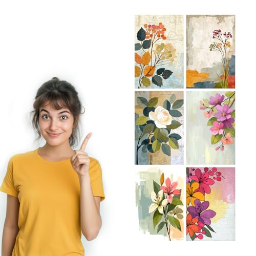 Image of SiddArtify Floral Wall Art Prints Set - Botanical Poster Decor for Living Room Bedroom Office - 8x12 inch Board Pack of 6
