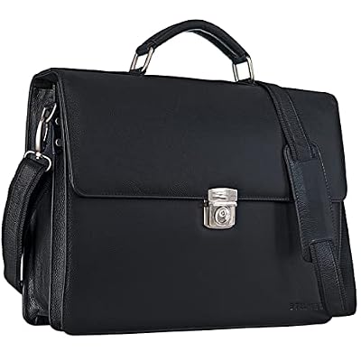 STILORD "Robert" Ventiquattrore uomo in pelle con scomparto per PC 15.6 pollici Cartella 24 ore Valigetta business Borsa portadocumenti da ufficio con tracolla Colore:nero