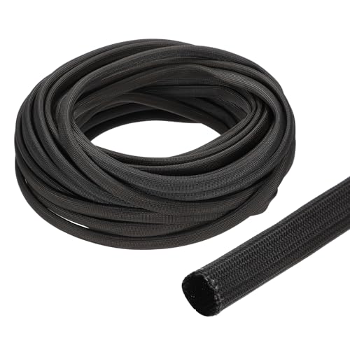 uxcell Insulation Cable Protector 8mm/0.5 Inch-15m/49 Feet Black