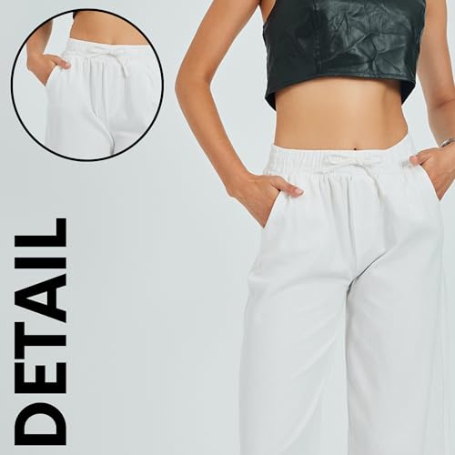 Womens Pants | High-Waisted Wide-Leg Elastic Waist Long Trousers Skirts | Casual Women's Relaxed Outfits4