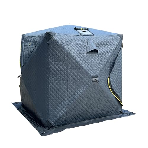 TENPLAY Portable Pop Up3-4 Person Ice Fishing Shelter,Fully Insulated Winter Ice Fishing...