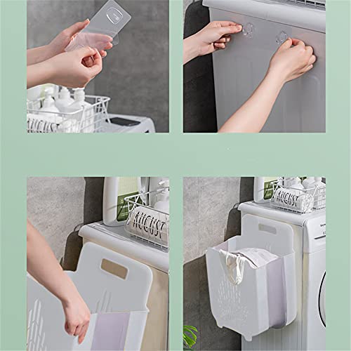 Wall Mounted Collapsible Laundry Basketwhite High Capacity Free Storage Bins With Handle Spac Saving Foldable Container/Organizer Household Punch Organizing Home, Clothes, Towels And Toy, Room #TOP6