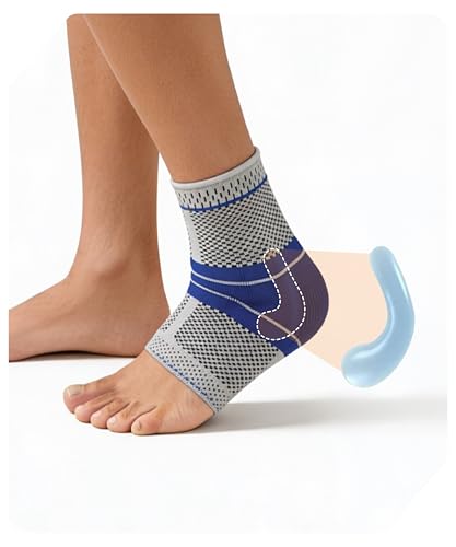 LUMOV Ankle Brace Ultima | Unisex Compression Support Sleeve for Sprained Ankle | Plantar Fasciitis, Tendonitis, Arthritis & Heel Pain Relief | Grey, S