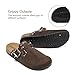 YorFotMae Womens Suede Clogs Mens Leather Slip On Mules Comfortable Adjustable Buckle Arch Support Slippers Cork Footbed Studded Potato Shoes Dark Brown