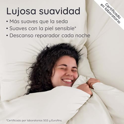 Miniatura 5 de Bambaw Funda Nordica Cama 90 155x220 Cm , 100 Bambú, Sábanas Antiácaros, Suaves Y Transpirables Para Verano E Invierno Beige