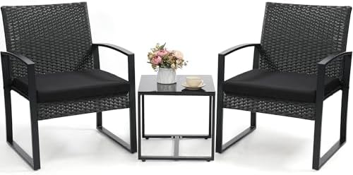 Murago Outdoor 3-Piece Wicker Bistro Set, Patio Conversation Set