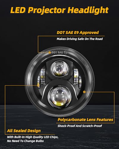 Image of XPCTD 7 Inch LED Light With Mounting Bracket For Touring Street Glide Road King Ultra Classic Electra Glide Fat Boy Tri Cvo Heritage Softail Slim-Black