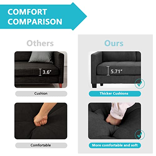 TITIMO Convertible Sectional Sofa Couch Modern Linen Fabric L Shape Sofa,Living Room Sets 3-Seat Sectional Couches for Small Living Room, Apartment and Small Space (Grey)