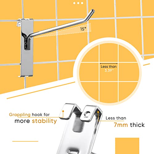 25 Pcs Gridwall Panel Hooks Panel Display Hooks Silver Grid Wall Hooks Stainless Steel Peg Hooks For Grid Wall Retail Shop Display Trade Show Home Office Garage Storage, 6 Inch #TOP3