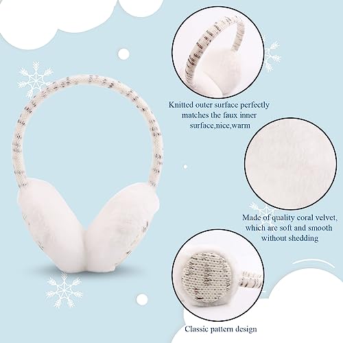 Pesaat Winter Earmuffs For Kids Outdoor Boys Knitted Ear Cover Plush Toddler Girls Ear Warmer 3-8 Years (White) #TOP1