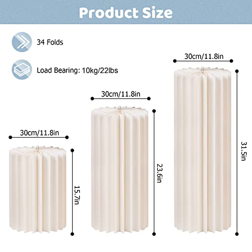 Meticuloso 3Pcs Foldable Cardboard Centerpiece Display, With 3Pcs Acrylic Disc, Cylinder Flowers Stand, Dessert Table, Columns Display For Wedding Party Garden Decoration #TOP5