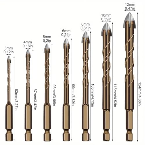 Brocas de concreto para cerámica y vidrio 3mm-12mm 7 piezas miniatura 3