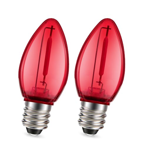 Ruiandsion E12 LED Bulb 220V Red 1W Screw Base LED Bulb Replacement for Christmas Tree Fireplace Decorations Reindeer Lights Jack-o'-Lanterns Pack of 2