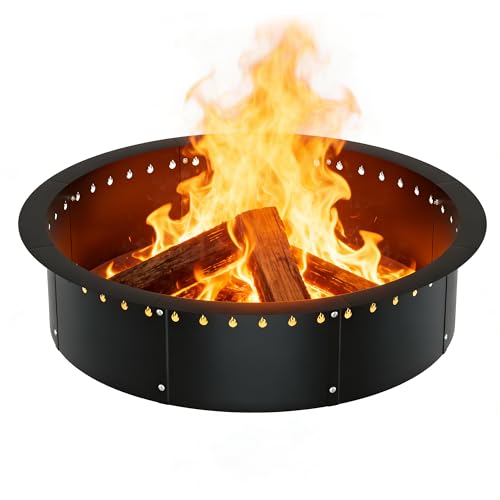 RELIANCER 35.5'' Fire Pit Ring,Outdoor Smokeless Fire Pit Liner,Heavy Duty