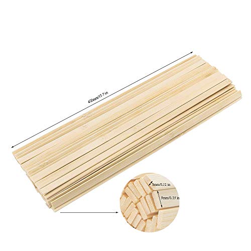50 Pcs Natural Bamboo Thin Wood Strips 15.5 Inches Long Craft Popsicle Balsa Sticks DIY Bamboo Plank for House Aircraft Ship Boat School Projects Trim Molding Building Supplies, 3x9x400mm by Yarrkc - Image 3