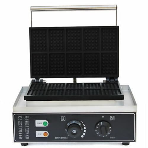 Konfiur 1500 W elettrico per waffle, macchina per waffle, waffle professionale sul manico per waffle, padella antiaderente con timer, 37,5 x 33 x 22,5 cm, bianco