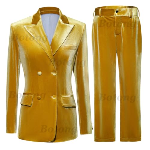 Elegant Women's Velvet Pant Suit in Deep Green - Image 2