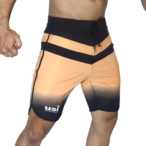 Image of USI Universal Shorts for Men, 411PT Triangle Physique Board Shorts, Fitness Shorts, Polyester Elastane Construction, Hook Loop Fly (Medium, Yellow)