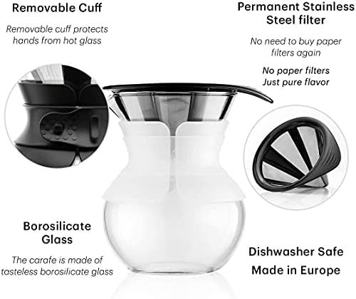 BODUM 11592-109 Pour Over Coffee Maker with Permanent Filter, 0.5 L, Cork, multi-layered, 14 x 12.1 x 14.5cm