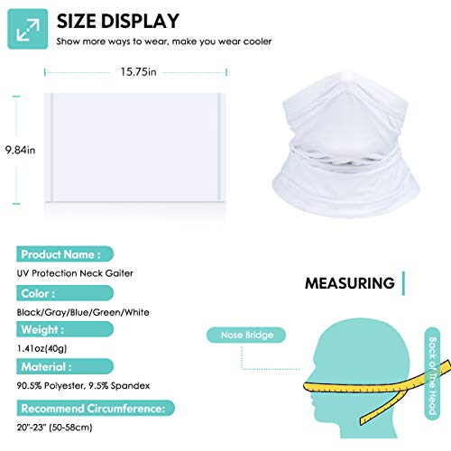 Astroai Neck Gaiter Face Mask Adjustable Bandana Breathable Face Scarf Cover For Motorcycle (White) #TOP5