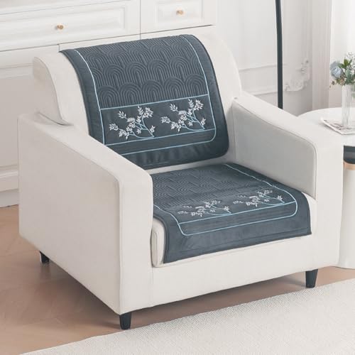 HOKIPO Comfort Bloom Sofa Cover 1 Seater for Seat & Back, Dark Gr...