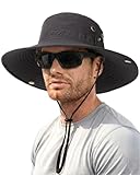 FURTALK Sun Hats for Men Fishing Hat UPF 80+ Foldable Wide Brim Outdoor Hiking Beach Summer Hats Dark Grey