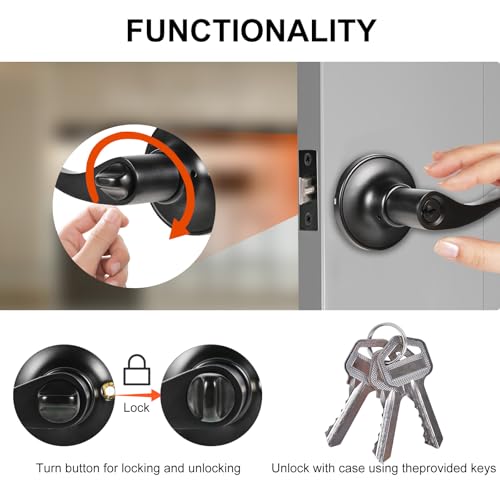 Brigligh High-Security Stainless Steel Door Handle - with Lock and Key, Door Lever for Bedroom, Bathroom and Rooms(Black) by Brigligh - Image 7