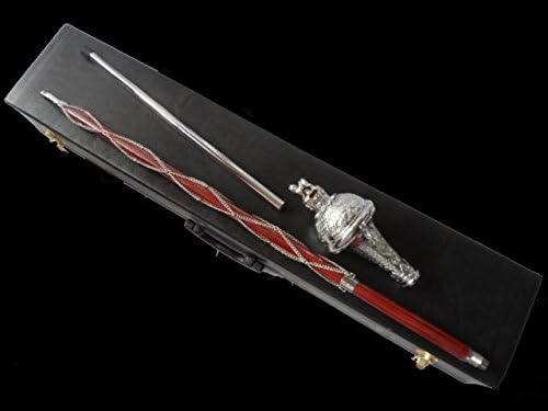 NEW DRUM MAJOR MACE 60" EMBOSSED HEAD WITH LION ,CROWN&FREE HARD CARRYING BOX