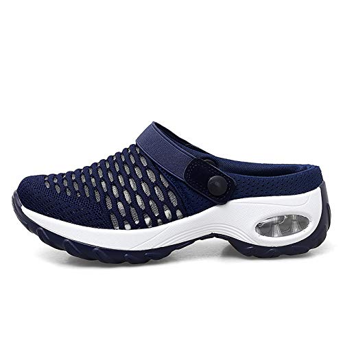 Image of Trsorini Mules Clogs for Women Summer Air Cushion Platform Mesh Mules Sneaker Sandals for Female Lightweight Beach Shoes Outdoor Slippers Walking Shoes