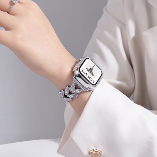 Bracelet Métal Argenté iWatch Series 10 46mm avec Coque Brillante