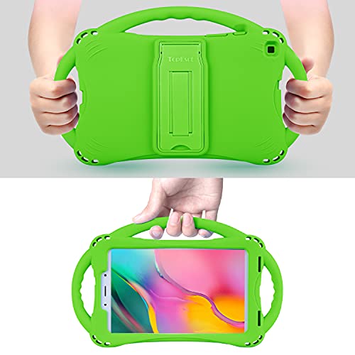 Kids Case For Samsung Galaxy Tab A 8.0 2019 Sm-T290/295, Topesct Premium Silicone Shockproof Light Weight Protective Handle Stand Case For Galaxy Tab A 8.0(Green) #TOP3