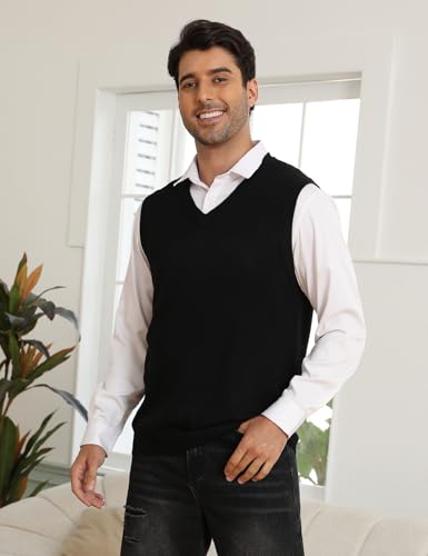 Mens Sweater Vests Classic V-Neck Knitwear Sleeveless Pullover Autumn Winter Warm Tank Tops3