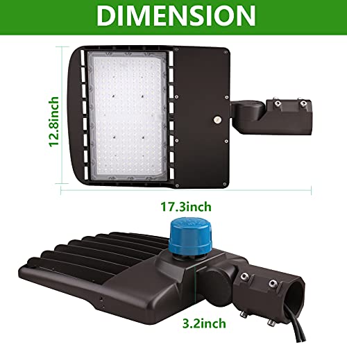 150W Led Parking Lot Lights, Dusk To Dawn Photocell Sensor Led Shoebox Pole Lights, Surge Protection Built-In, 450W Mh Equiv. 1-10V Dim, 5000K, 100-277V Ac Dlc Ul Approved #TOP5