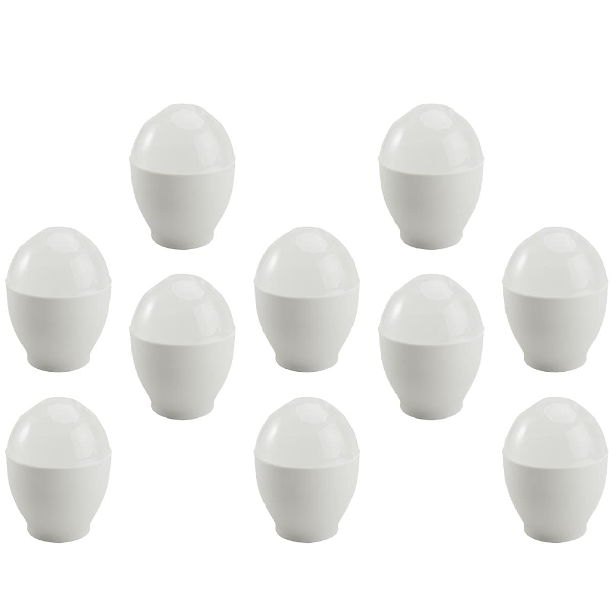 OKUMEYR 10Pcs Microwave Egg Cups Egg Holders for Poaching Stylish White Steamed Egg Molds for Home Restaurant and Dessert Shops