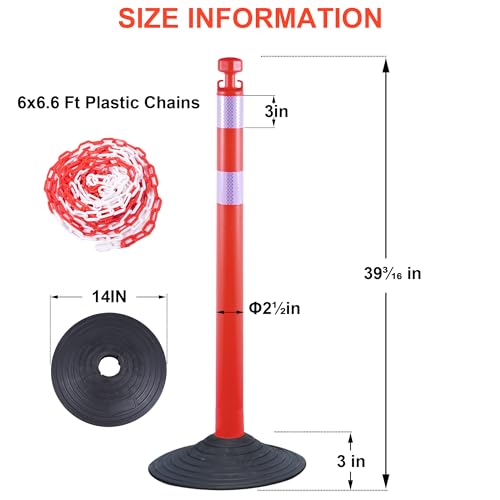 Image of OrangeStar 6 Pack Traffic Delineator Post Cones, 40 inch Orange Safety Barrier