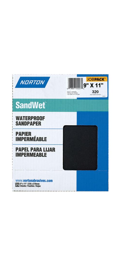 Norton SandWet 11 in. L x 9 in. W 320 Grit Extra Fine Aluminum Oxide Waterproof Sandpaper 25 pk