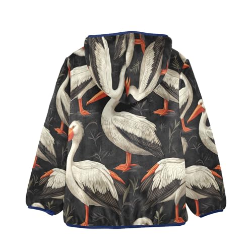 Pelican Pattern Print Design Toddler Fleece Jacket Girl Boys Hooded Fleece Jacket Coat Warm Outwear Zip-up 3-10T2