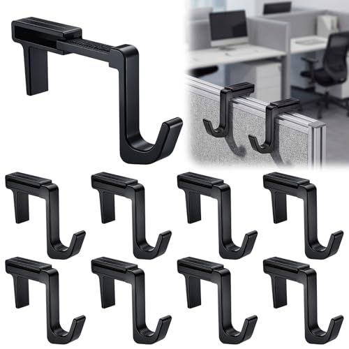 Otoolling 8 Pcs Black Adjustable Cubicle Hooks for 1.8-3.5 in Panels Walls