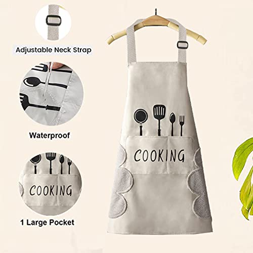 Hxycnna [2+3 Pack] Kitchen Cooking Aprons, Aprons With Pockets, Aprons For Women, Mens Waterproof Aprons, Adjustable Aprons, Kitchen Apron With Hand Wipe(White/Black) #TOP2