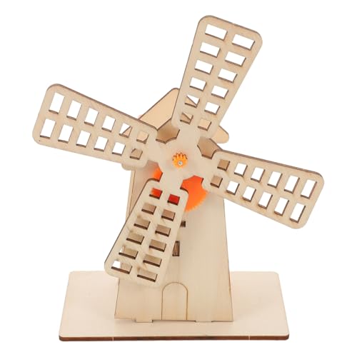 FUNNETOYU Handgjort Trävindkraftverk Byggsats Stem Vetenskapsprojekt DIY Roterande Modell med Kugghjul för Pojke Flicka Kreativt Hantverk och Experimentleksak